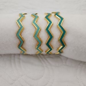 4 teal enamel bangle bracelet set